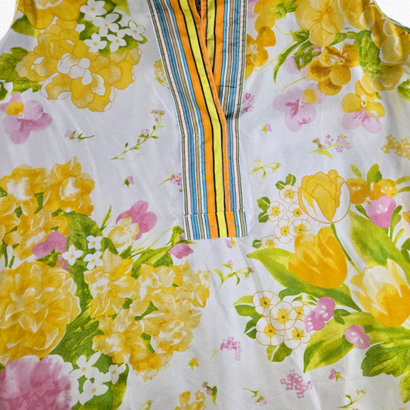 Tiny Anthropologie Yellow Floral Silk Lace Back Tank Top Boho Spring Size Small - Picture 3 of 7